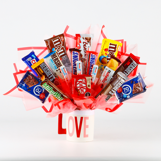 Candy Bouquet Mugs in different models (Love, Relax, Coffee and Dad)